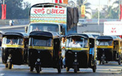 Auto rickshaws are the main form of transport in the suburbs