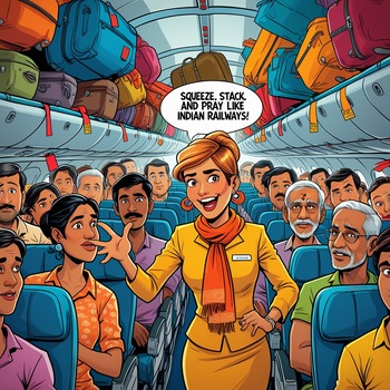 Cartoon of flight delay due to Bangalore traffic