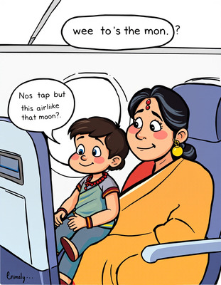 Cartoon of flight delay due to Bangalore traffic