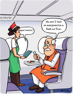 Cartoon of flight delay due to Bangalore traffic