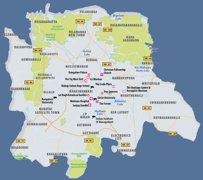 Bangalore City Map, India