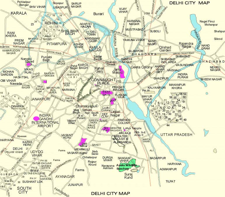 Delhi Map, Delhi City Map, Road Map Delhi, Delhi route map